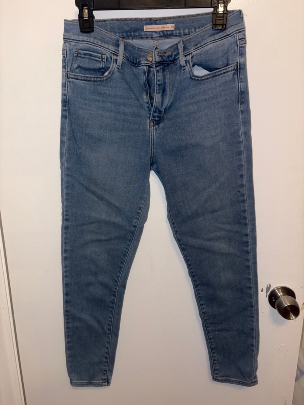Levi's 720 High Rise Super Skinny Crop Light Blue Denim